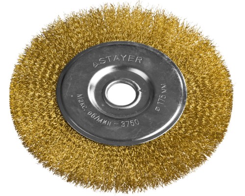 Щетка дисковая для УШМ 175 мм, витая стальная латунированная проволока 0.3 мм STAYER 35122-175