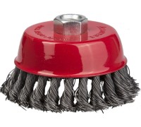 Чашечная щетка-крацовка для УШМ 100 мм, жгутированная стальная проволока 0.5 мм STAYER 35128-100_z01