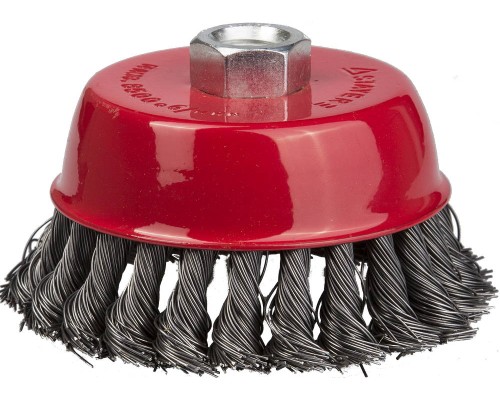 Чашечная щетка-крацовка для УШМ 100 мм, жгутированная стальная проволока 0.5 мм STAYER 35128-100_z01