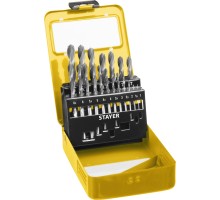 Набор сверл по металлу HSS-R, 19 шт, (1-10 мм), быстрорежущая сталь P6M5, класс В, мет.бокс STAYER 29602-H19-M_z01