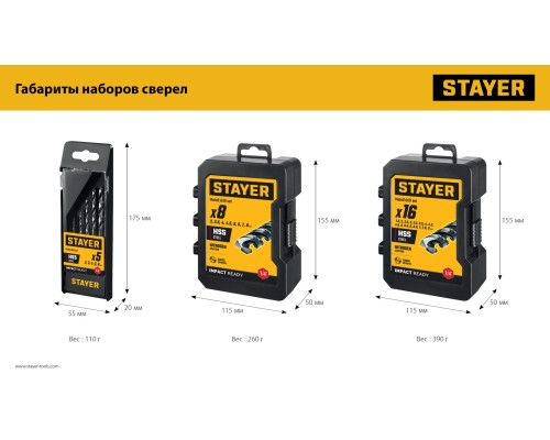 Набор сверл по металлу для винтовертов и шуруповертов IMPACT READY НЕХ-1/4", 8 шт STAYER 29603-H8