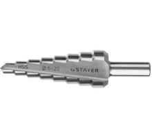 Ступенчатое сверло 6-20 мм, 8 ступеней, сталь HSS STAYER 29660-6-20-8