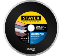 Сплошной алмазный диск Сeramo-25, d 200 мм, (25.4 мм, 5x2.49 мм) STAYER 3665-200_z02