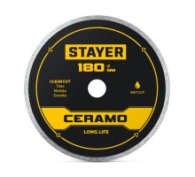 Сплошной алмазный диск CERAMO 180 мм (22.2/25.4x5x2.2 мм) STAYER 3664-180_z03