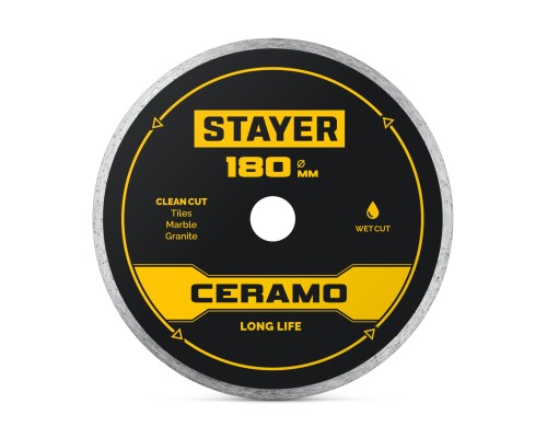 Сплошной алмазный диск CERAMO 180 мм (22.2/25.4x5x2.2 мм) STAYER 3664-180_z03