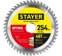 Пильный диск по дереву Optima 254x32/30 мм, 40Т, оптимальный рез STAYER 3681-254-32-40_z01