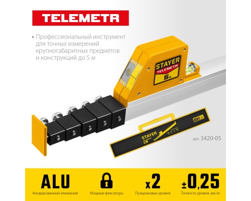 Телескопическая линейка Telemetr 5 м STAYER 3420-05_z02