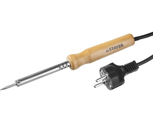 Электропаяльник с деревянной рукояткой MAXTerm, 30 Вт конус STAYER 55310-30