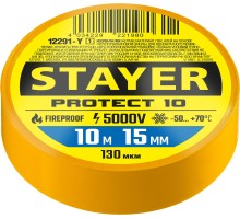 Изолента ПВХ PROTECT-10, 15 ммx10 м, 5 000 В, желтая STAYER 12291-Y_z01