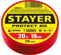 Изолента ПВХ PROTECT-20, 19 ммx20 м, 5 000 В, красная STAYER 12292-R