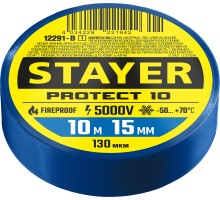 Изолента ПВХ PROTECT-10, 15 ммx10 м, 5 000 В, синяя STAYER 12291-B_z01