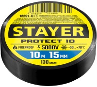 Изолента ПВХ PROTECT-10, 15 ммx10 м, 5 000 В, черная STAYER 12291-D_z01
