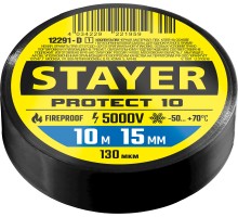 Изолента ПВХ PROTECT-10, 15 ммx10 м, 5 000 В, черная STAYER 12291-D_z01