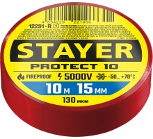 Изолента ПВХ PROTECT-10, 15 ммx10 м, 5 000 В, красная STAYER 12291-R_z01