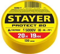 Изолента ПВХ PROTECT-20, 19 ммx20 м, 5 000 В, желтая STAYER 12292-Y