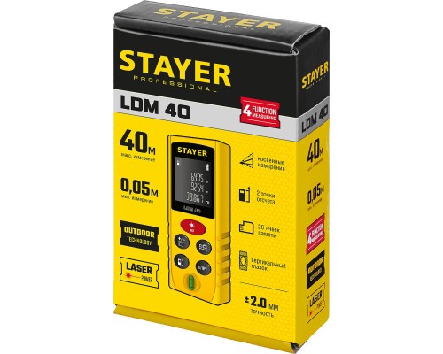 Лазерный дальномер 40 м STAYER 34956
