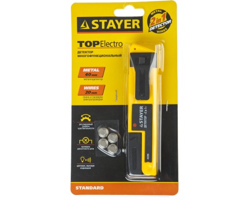 Многофункциональный детектор металла и скрытой электропроводки TOP-Electro STAYER 45296