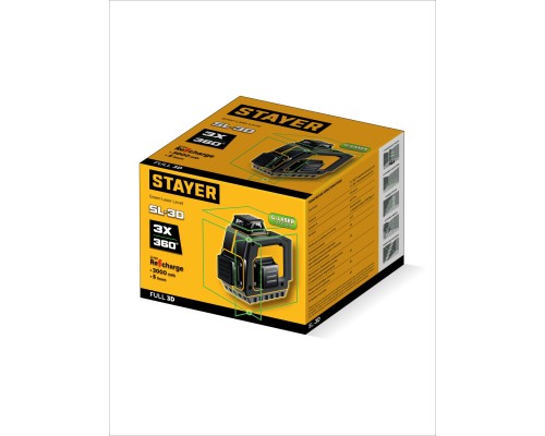 Лазерный нивелир SL-3D, 50м, точн. +/-0,5 мм/м STAYER 34963