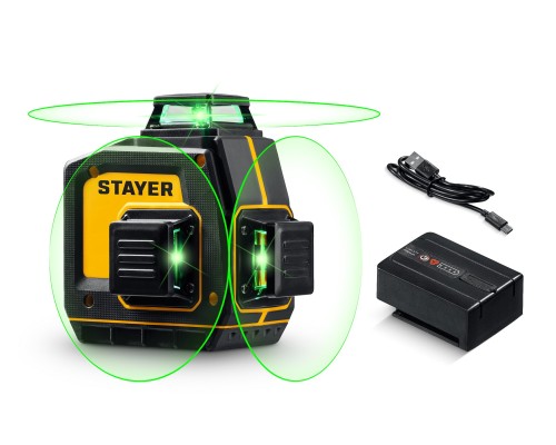 Лазерный нивелир SL-3D, 50м, точн. +/-0,5 мм/м STAYER 34963