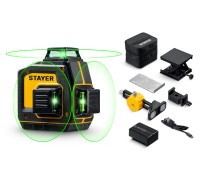 Лазерный нивелир + держатель SL-3D #2, 50м, точн. +/-0,5 мм/м, микролифт STAYER 34963-2