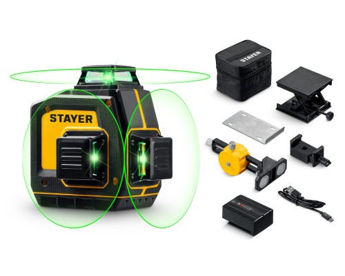 Лазерный нивелир + держатель SL-3D #2, 50м, точн. +/-0,5 мм/м, микролифт STAYER 34963-2