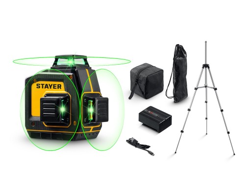 Лазерный нивелир + штатив SL-3D #3, 50м, точн. +/-0,5 мм/м STAYER 34963-3
