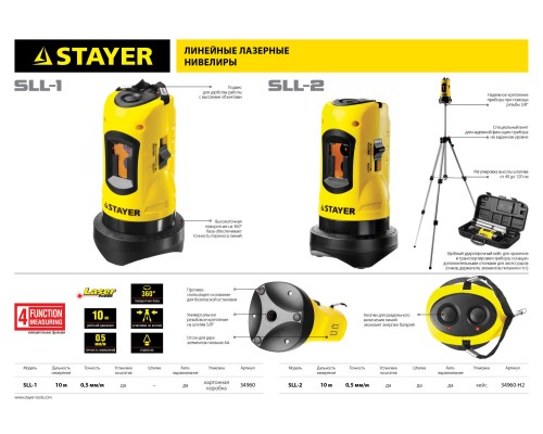 Лазерный нивелир 10 м STAYER 34960