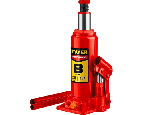 Бутылочный гидравлический домкрат RED FORCE, 8 т, 230 - 457 мм STAYER 43160-8_z01