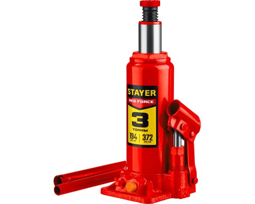 Бутылочный гидравлический домкрат RED FORCE, 3 т, 194 - 372 мм STAYER 43160-3_z01