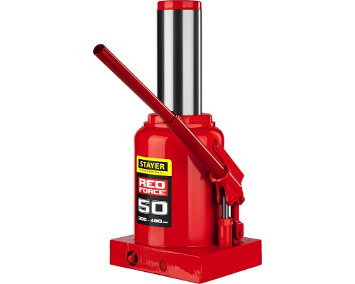 Бутылочный гидравлический домкрат RED FORCE, 50 т, 300-480 мм STAYER 43160-50_z01