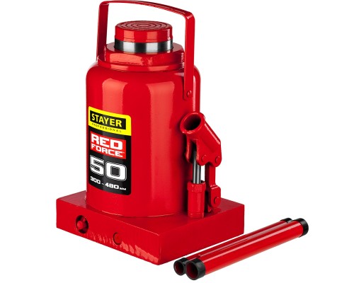Бутылочный гидравлический домкрат RED FORCE, 50 т, 300-480 мм STAYER 43160-50_z01