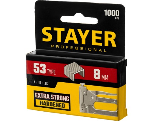 Скобы для степлера тип 53 (A/10/JT21), 8 мм, 1000 шт, калибр 23GA STAYER 3159-08_z02