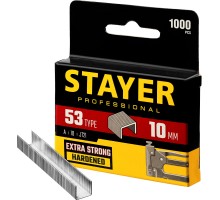 Скобы для степлера тип 53 (A/10/JT21), 10 мм, 1000 шт, калибр 23GA STAYER 3159-10_z02