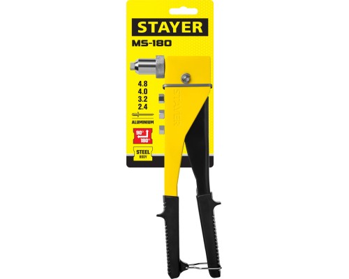 Переставной заклепочник MS-180, 90-180°, 2.4-4.8 мм, 260 мм STAYER 3107_z01