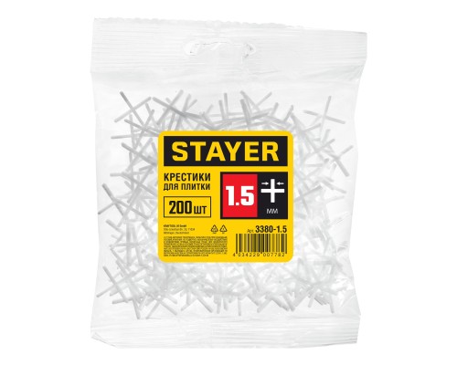 Крестики для плитки 1,5 мм, 200 шт STAYER 3380-1,5