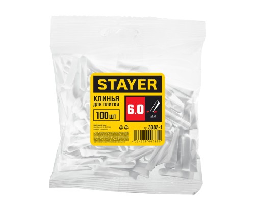 Малые клинья для плитки 6 мм, 100 шт STAYER 3382-1