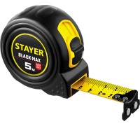 Рулетка с двумя фиксаторами BlackMax, 5 мx25 мм STAYER 3410-05-25_z02