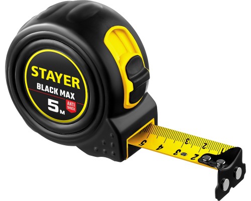 Рулетка с двумя фиксаторами BlackMax, 5 мx25 мм STAYER 3410-05-25_z02