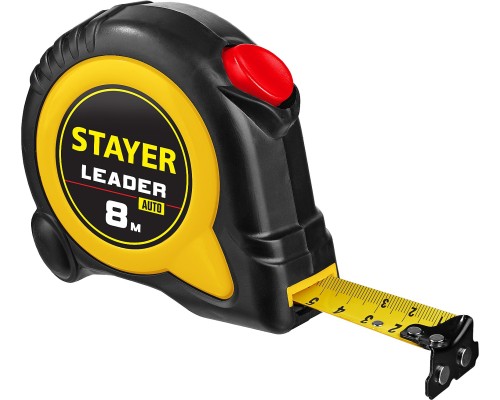 Рулетка с автостопом Leader, 8 мx25 мм STAYER 3402-08-25_z01