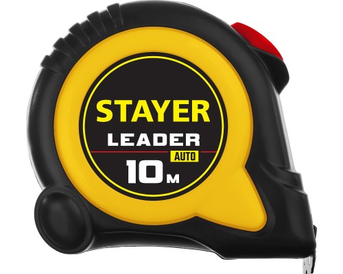 Рулетка с автостопом Leader, 10 мx25 мм STAYER 3402-10-25