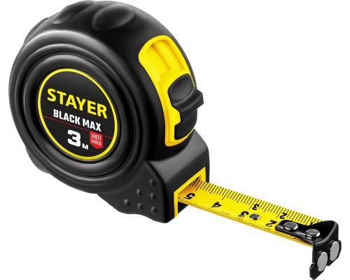 Рулетка с двумя фиксаторами BlackMax, 3 мx16 мм STAYER 3410-03_z02
