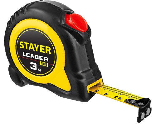 Рулетка с автостопом Leader, 3 мx16 мм STAYER 3402-3_z02