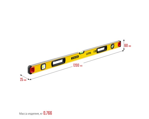Уровень с поворотным глазком PRO STABIL, 1200 мм, усиленный профиль STAYER 3471-120_z02