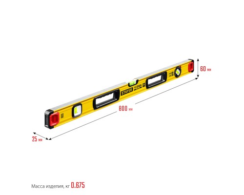 Магнитный уровень с поворотным глазком PRO STABIL, 800 мм, усиленный профиль STAYER 3480-080