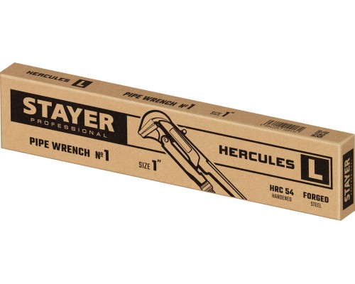 Трубный ключ с прямыми губками Hercules-L, №1, 1", 330 мм STAYER 27331-1