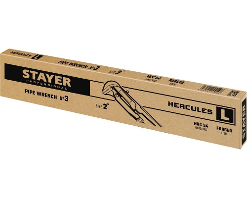 Трубный ключ с прямыми губками Hercules-L, №3, 2", 560 мм STAYER 27331-3