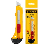 Нож упрочненный из АБС пластика со сдвижным фиксатором FORCE, 18 мм STAYER 0911_z01