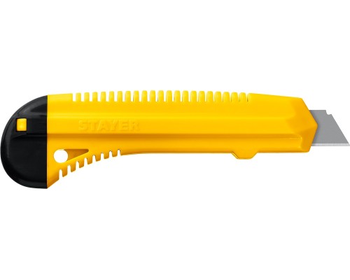 Нож упрочненный из АБС пластика со сдвижным фиксатором FORCE, 18 мм STAYER 0911_z01