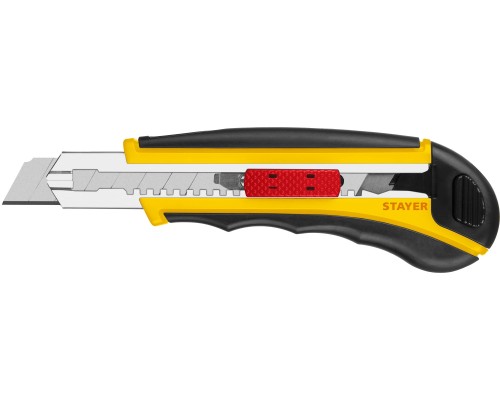 Нож с автозаменой и автостопом с доп. фиксатором HERCULES-18, 18 мм STAYER 09165_z01