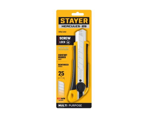 Нож с винтовым фиксатором HERCULES-25, 25 мм STAYER 09147